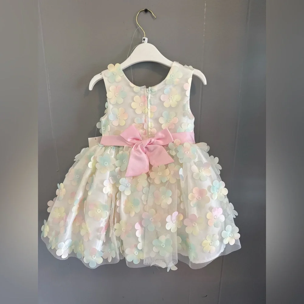 Size 24 months- Jessica Simpson 3D floral mesh dress  / NEW with tags 💐 - Picture 2 of 7